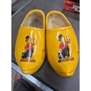 Heineken Wooden Clogs Dutch‎ Shoes Holland Souvenir Novelty Decor Yellow
